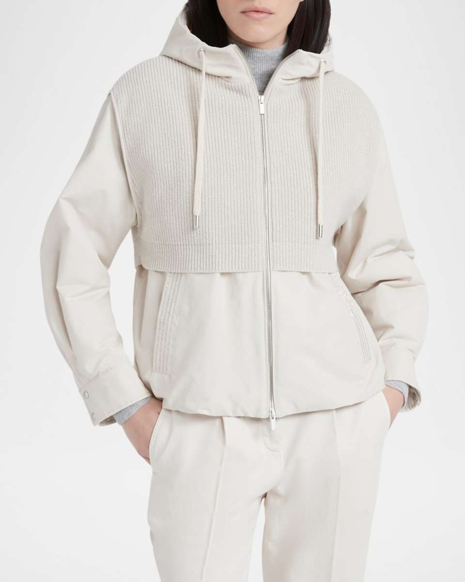 Hooded Mixed Media Jacket